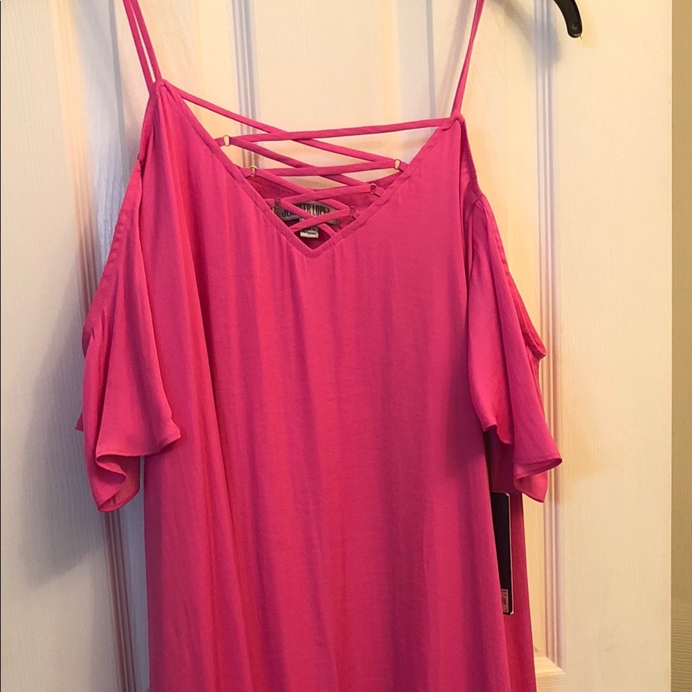 Jennifer Lopez Hot Pink Cold Shoulder Dress